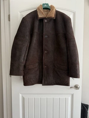 CHAQUETA HOMBRE PRONTO-UOMO CUERO ABOTONADA PIEL DE OVEJA REAL BOLSILLOS FORRADOS TALLA L Foto 1 de 4