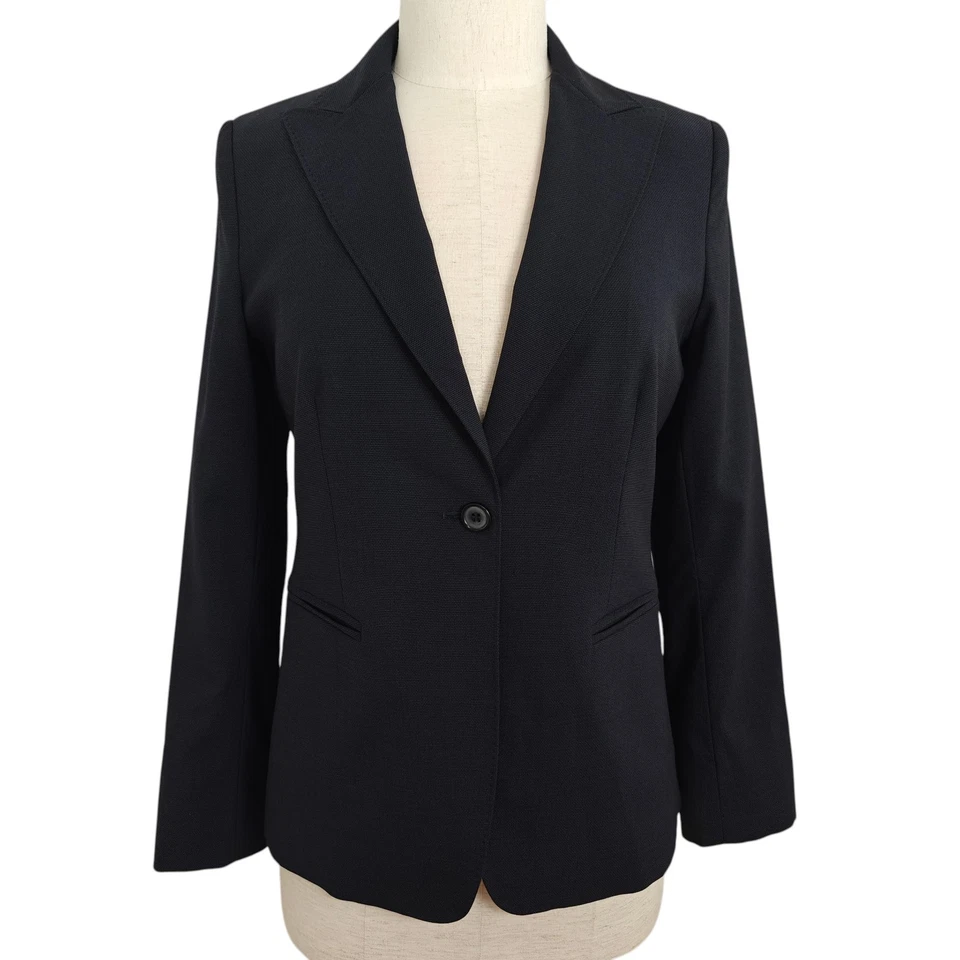 Chaqueta Blazer Max Mara Lana Virgen Seda Pecho Único Talla 8 Azul Medianoche Italia Foto 1 de 4