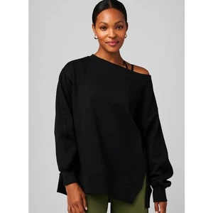 Fabletics Woman's Black Oversized Pullover Sweatshirt Size XL Workout Cozy - Picture 1 of 10