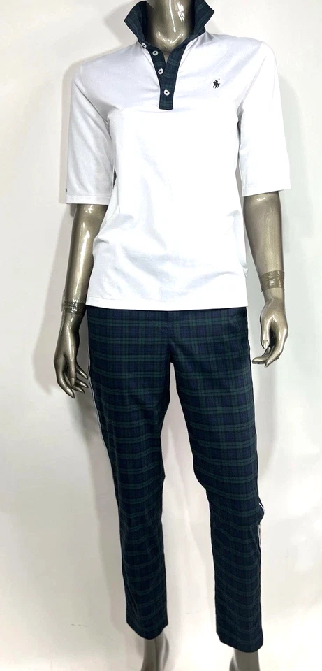 Polo Ralph Lauren Conjunto de Golf Para Mujer’s M Verde Tartán Cuadros Pantalones y Polo Camisa Foto 1 de 4