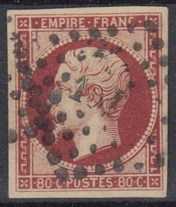 FRANCE : EMPIRE NON DENTELE N° 17Al CARMIN FONCE OBLITERATION CHOISIE- TB MARGES - Picture 1 of 2