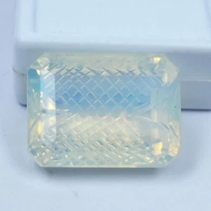 Natural 68.35 Carat White Opal Emerald Cut Loose Gemstone CERTIFIED - Picture 1 of 12