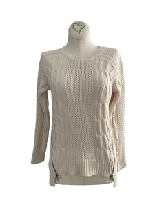 Cabi Womens Size XS Beige Chunky Knit Sweater Crew Neck Long Sleeve Cotton Blend - Picture 1 of 8