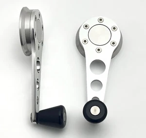 Billet Window Cranks with wood knobs for Porsche 914, 924, 944 satin finish - Picture 1 of 2