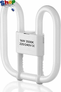 GR10Q 4-PIN 16W Bathroom Light Bulb,3500K Warm White Fluorescent Tube,2D Square - Picture 1 of 12