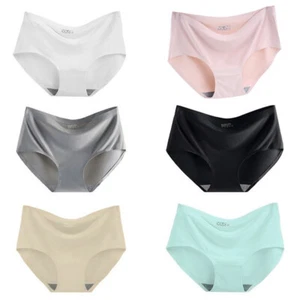 6 piezas Bragas de Seda Hielo Color Sólido Mujeres Sexy Ropa Interior Sin Costuras Calzoncillos de Seda Hielo - Imagen 1 de 26