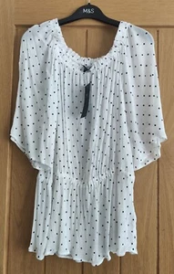 M&S Polka Dot Crinkle Peplum Blouse UK 14 Reg - Picture 1 of 2