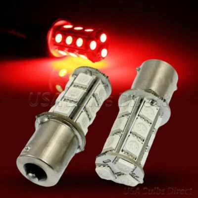 2pc LED 1157 2357 1493 18W 5050 SMDs Red Replacement Car Parking Light Bulbs - Image 1 of 2
