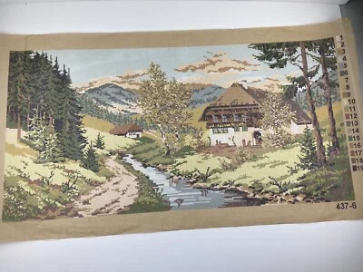 Unbranded Needlepoint Tapestry Canvas Home Mountain Forest 35in By 17in 11 Count - Image 1 of 4