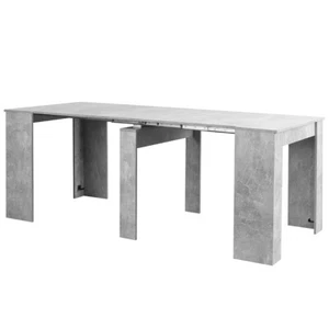 Tavolo Consolle da Pranzo Allungabile 50-300cm Salvaspazio Regolabile Legno Ceme - Foto 1 di 5