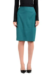Hugo Boss Women's "Vikena" Teal Green 100% Wool Straight Pencil Skirt - Picture 1 of 5