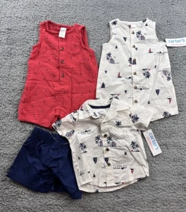 Carter's Just One You Baby Boy Size 3 Months 2pk Sailboats Romper & Shorts Set - Picture 1 of 8