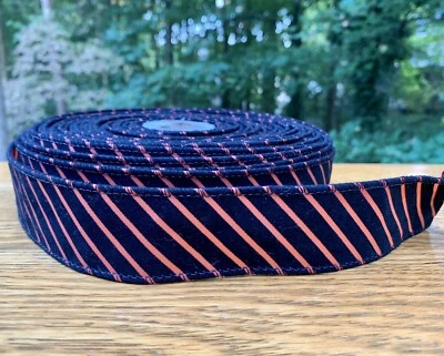 3 Inch Spool of 2” BLACK & ORANGE Striped WIRED EDGE Craft / Floral Ribbon - Image 1 of 4