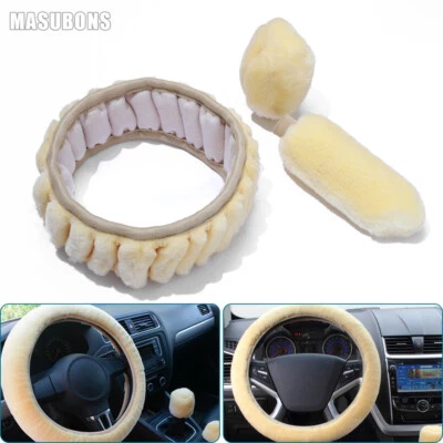 Faux Sheepskin Car Steering Wheel Cover 3pc For Cadillac Escalade Interior Decor Foto 1 de 4