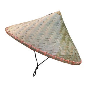 Bamboo Asian Cone Conical Rain Blocking Hats Traditional - Picture 1 of 12