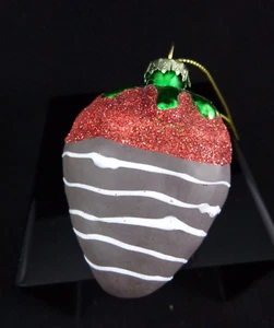 World Market Blown Glass Chocolate Dipped Strawberry Christmas Ornament - Picture 1 of 7