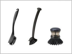 3 platos multiusos ollas cepillos de lavado dispensador de jabón borde raspado - Imagen 1 de 11