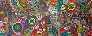 LOUISE NUMINA - Authentic Aboriginal Painting - COA & Two Photos of the Artist. - Bild 1 von 5