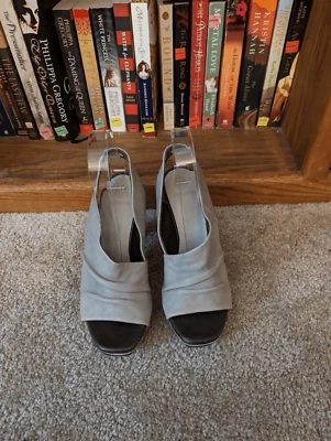 coclico grey leather slingback ruched open toe heels sz 37 Foto 1 de 4