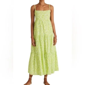 Abito midi Faithfull the Brand Nyree Cremona stampa floreale taglia large babydoll nuovo con etichette - Foto 1 di 13