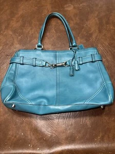 Coach Vintage Y2K Hamptons Executive türkis Leder Umhängetasche Beuteltasche Handtasche - Bild 1 von 6