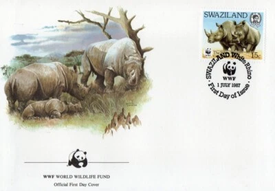 Swazilandia 1987 - White Rhino WWF Set de 4 Cubiertas 1 de julio de 1987 Foto 1 de 4