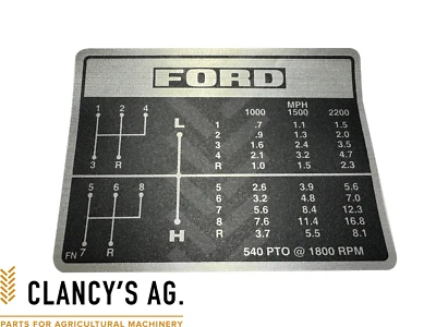 Calcomanía de cambio de marcha para tractores Ford 4000 4100 4600 cambio de 8 velocidades C5NN7B292FN Foto 1 de 2