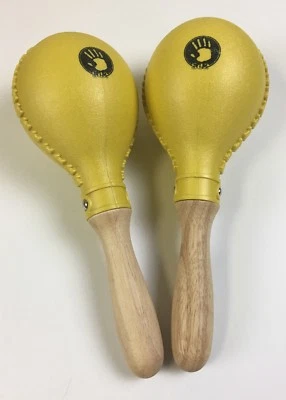 Salsa Maracas Yellow 5d2. Matched Pair 10-1/2” long.