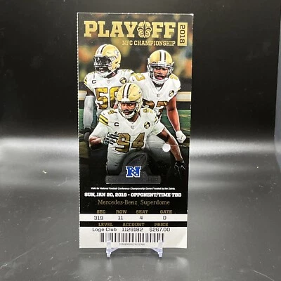 Boleto Stub Lodge Brees Saints Goff Rams 2019 NFL NFC Championship Full Playoffs Foto 1 de 3