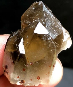 15g Brand new Rare Black SMOKY QUARTZ Crystal Point &Garnet Spessartine a903 - Picture 1 of 8