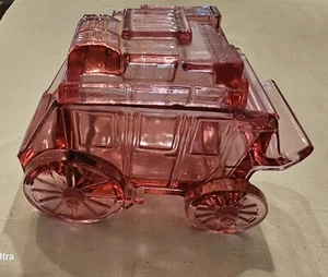 VINTAGE CRANBERRY GLAS POSTKUTSCHE BEDECKT BONBONIERE FOSTORIA - Bild 1 von 8