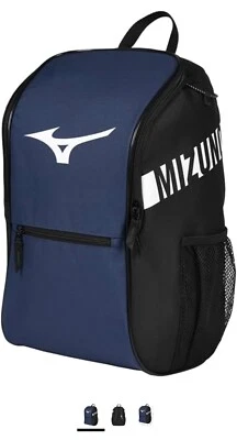 Mochila Mizuno Future azul marinho nova em folha com etiquetas vôlei softbol beisebol - Imagem 1 de 3