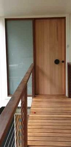 BLACK ROUND ENTRANCE FRONT DOOR BARN PULL HANDLE DOUBLE EXTRA WIDE 230MM - Picture 1 of 4