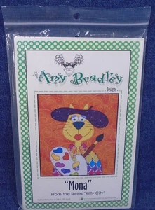 Mona Artist Amy Bradley Kitty City 2003 Applique Wall Quilt Block Pattern 10x13" - Picture 1 of 2