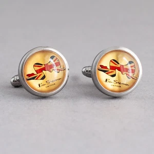 UNUSED Cased BEN SHERMAN CUFFLINKS On Tour UNION JACK LADY Design - Picture 1 of 3