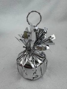 Shiny Balloon Weight Silvertone Foil Table Centerpiece Fringe Celebrate Party - Picture 1 of 4