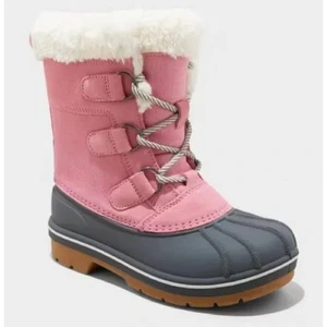 Neu mit Etikett Cat & Jack Damen-Schnürstiefel Felllinie Winter Schnee pink Kidcore 6 - Bild 1 von 10