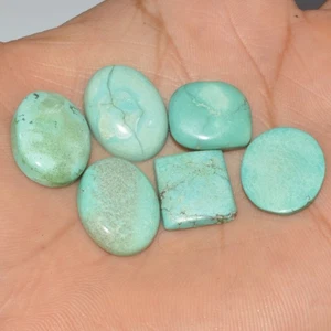 6Pc 51Ct Natural Tibetan Turquoise Cabochon Loose Gemstone 20x14 14x13mm #16388 - Picture 1 of 6