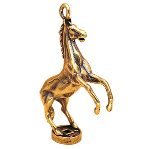 Mini Vintage Brass Ornaments Figurines Running Horse Statue Car Keychain Pend-pf - Picture 1 of 7