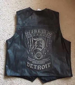 IBEW Local 58 Leather Motorcycle Vest Detroit Michigan MED Embossed 2014 - Picture 1 of 8