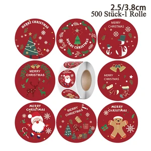 Weihnachts Aufkleber Weihnachtsmann Aufkleber-Selbstklebende Etiketten 500 Stück - Picture 1 of 6