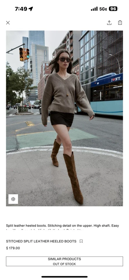 BOTAS DE TACÓN ZARA COSIDAS DE GAMUZA DIVIDIDA Foto 1 de 1