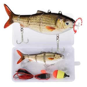 Robotic Swimming Fishing Electric Lures 5.12" USB Rechargeable LED Light Wobb... - Picture 1 of 4