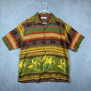 Tommy Bahama Mens Silk Hawaiian Shirt Paradise Palm Bird Paradise Print Size L - Picture 1 of 10