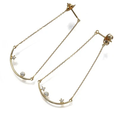 Auth TASAKI Earrings Diamond 0.06ct/0.04ct Drop 18K 750 Yellow Gold - Image 1 of 4