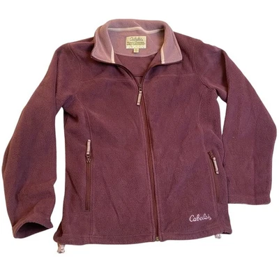 Cabelas Womens Fleece Jacket Medium Full Zip Stand Collar Outdoors Cozy Red - Image 1 of 4