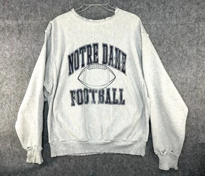 VTG Notre Dame Fightin Irish Sweatshirt Size XL Grey Thrashed Crewneck - Picture 1 of 11