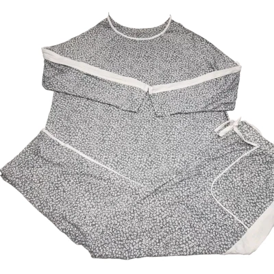 Conjunto de pijama Carole Hochman ropa de dormir pantalón manga larga talla grande 1X gris leopardo Foto 1 de 4