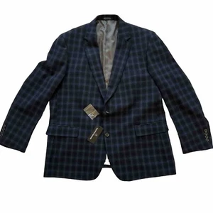 Jean Paul Germain Wool Silk Blazer Sport Coat Jacket Blue Men 46R Button Repair - Picture 1 of 19