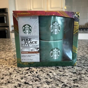 Starbucks Gift Set Two 11 oz Mugs With Pikes Place Roast Ground Coffee Pouch #18 - Picture 1 of 6
